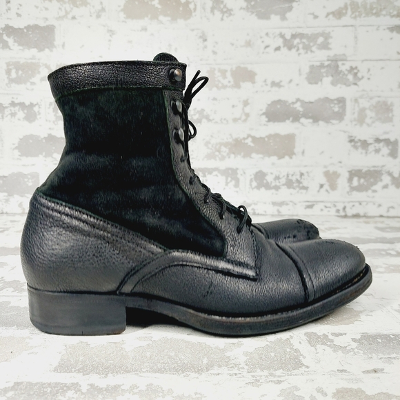 Tusitania Black Leather Almond Toe Lace Up Women's Ankle Boots i 303 - Picture 5 of 13